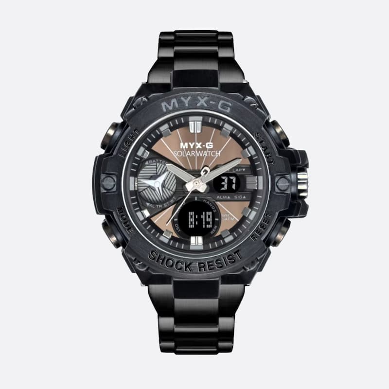 Montre solaire chronographe homme en acier - vue 2 - Montrelio