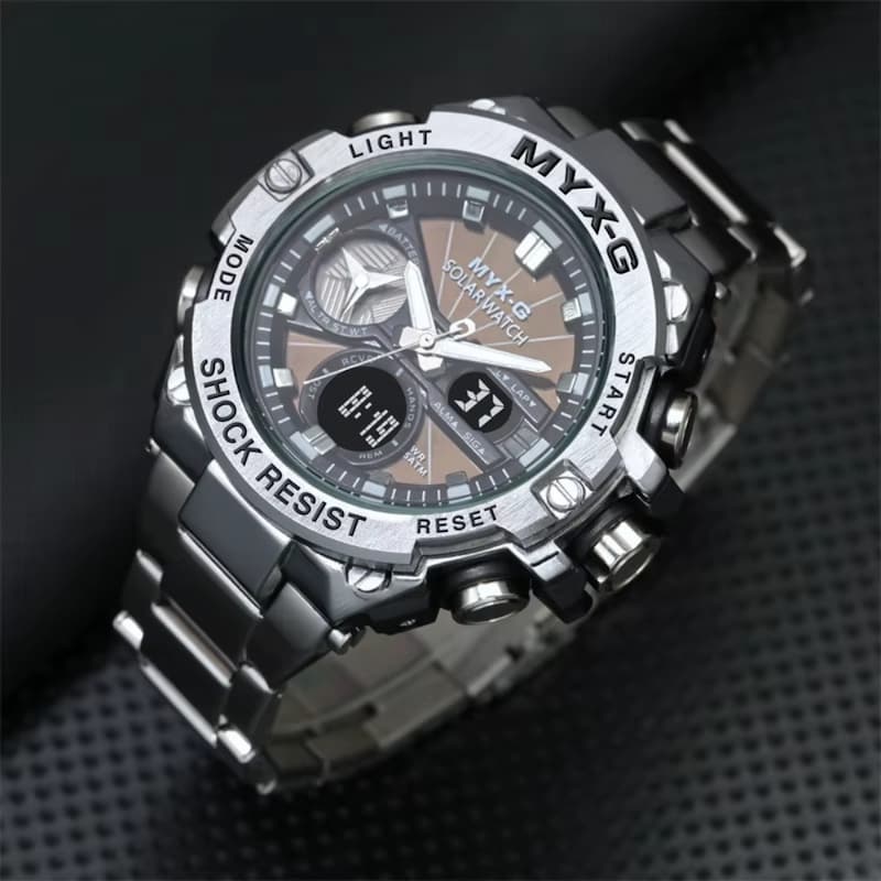Montre solaire chronographe homme en acier - vue 3 - Montrelio
