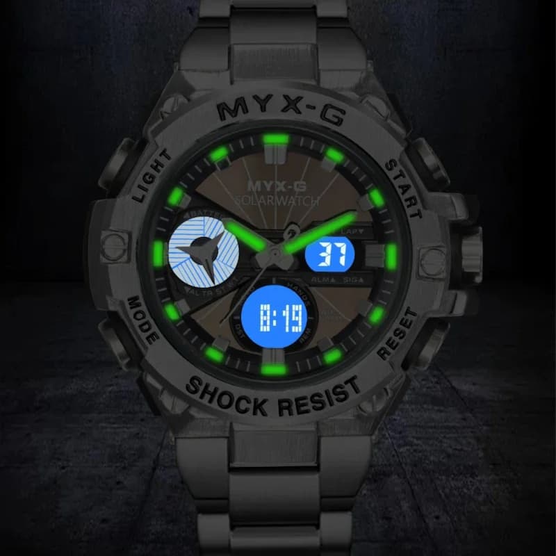 Montre solaire chronographe homme en acier - vue 5 - Montrelio