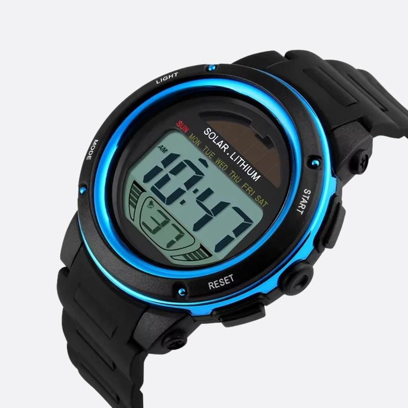 Montre Solaire Digitale Homme avec Chronographe et Alarme - vue 2 - Montrelio
