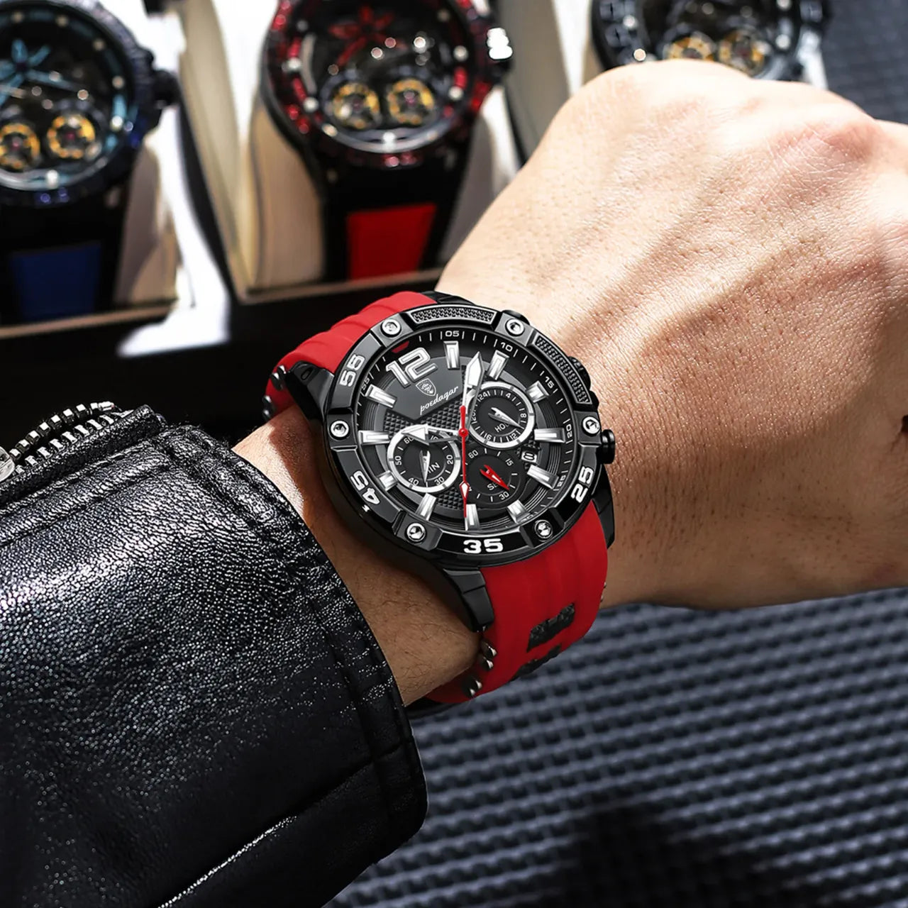 Montre Sport Homme Quartz Chronographe Style Racing - vue 4 - Montrelio