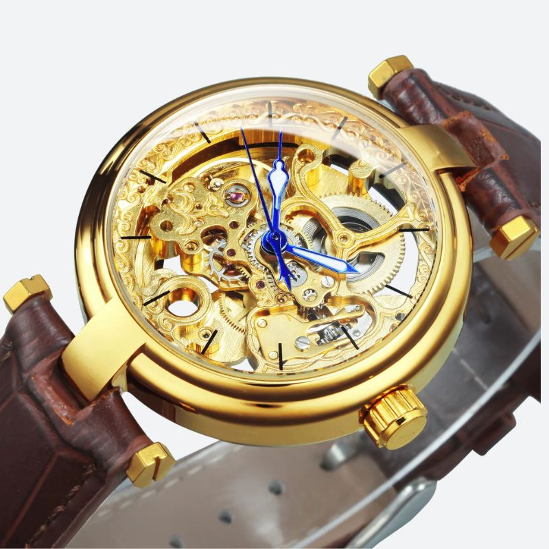 Montre Squelette Femme Automatique Cuir Marron - vue 2 - Montrelio
