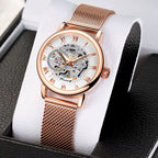 Montre Squelette Femme Automatique Maille Milanaise - vue 2 - Montrelio