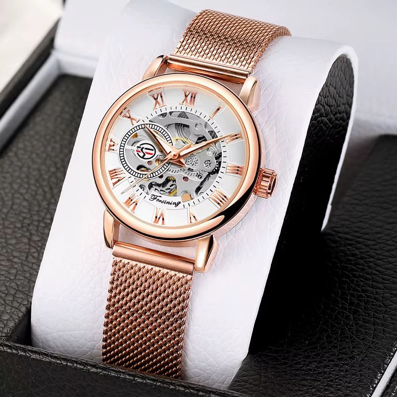 Montre Squelette Femme Automatique Maille Milanaise - vue 2 - Montrelio