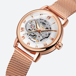 Montre Squelette Femme Automatique Maille Milanaise