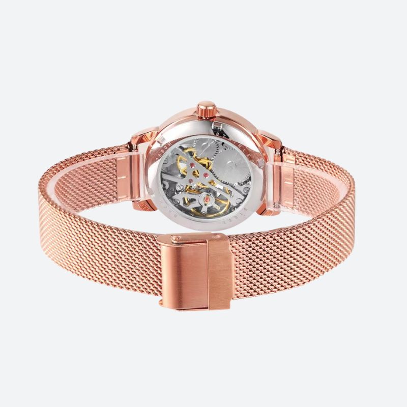 Montre Squelette Femme Automatique Maille Milanaise - vue 6 - Montrelio