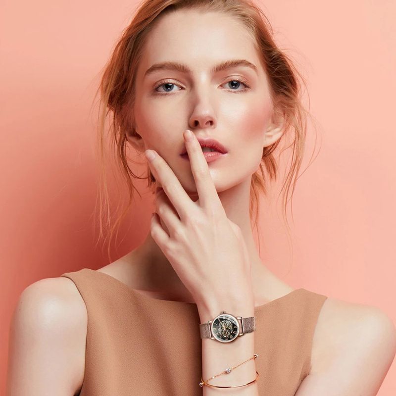 Montre Squelette Femme Automatique Mécanisme Apparent - vue 2 - Montrelio