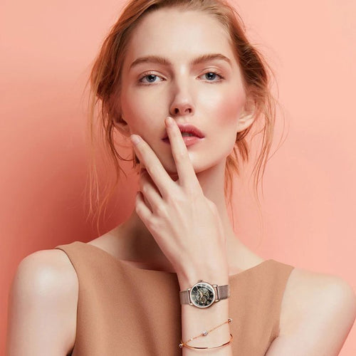 Montre Squelette Femme Automatique Mécanisme Apparent - vue 2 - Montrelio