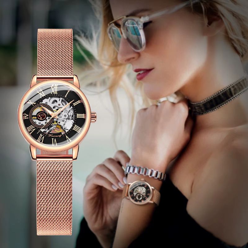 Montre Squelette Femme Automatique Mécanisme Apparent - vue 3 - Montrelio
