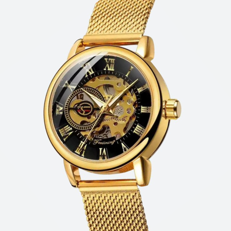 Montre Squelette Femme Métal Automatique Maille Milanaise - vue 2 - Montrelio