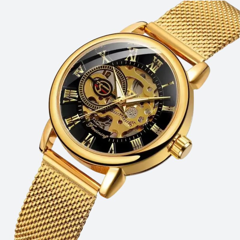 Montre Squelette Femme Métal Automatique Maille Milanaise - vue 4 - Montrelio