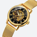 Montre Squelette Femme Métal Automatique Maille Milanaise - vue 4 - Montrelio