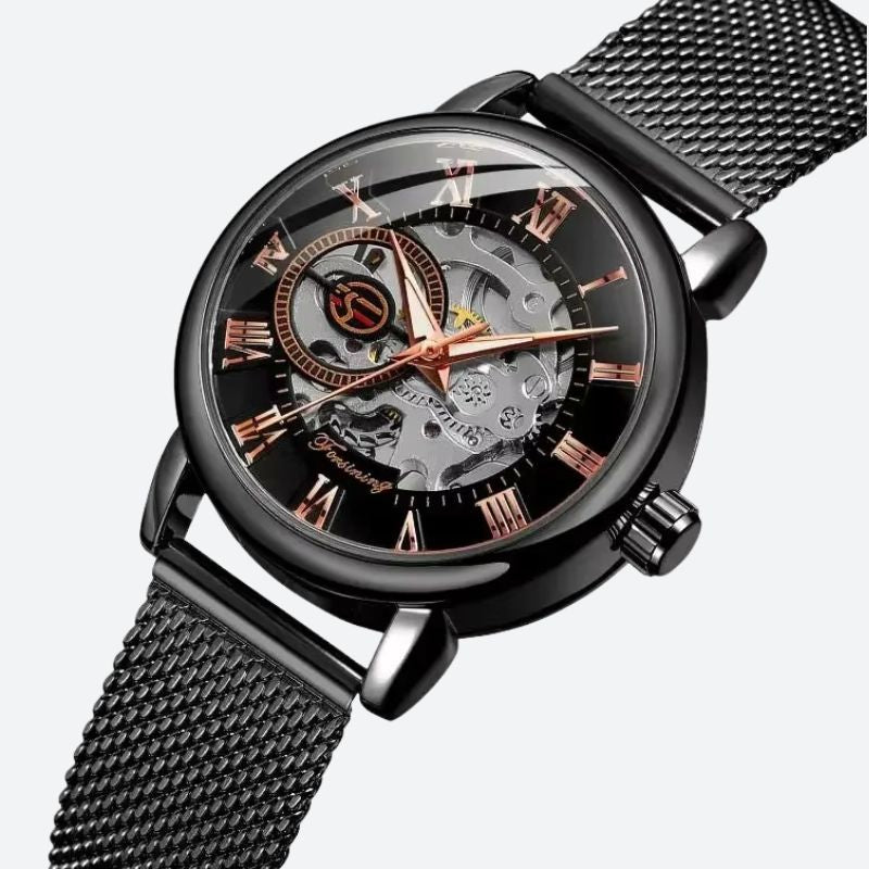 Montre Squelette Femme Métal Automatique Maille Milanaise - vue 5 - Montrelio
