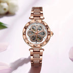 Montre Squelette Femme Métal et Strass Fleur - vue 2 - Montrelio
