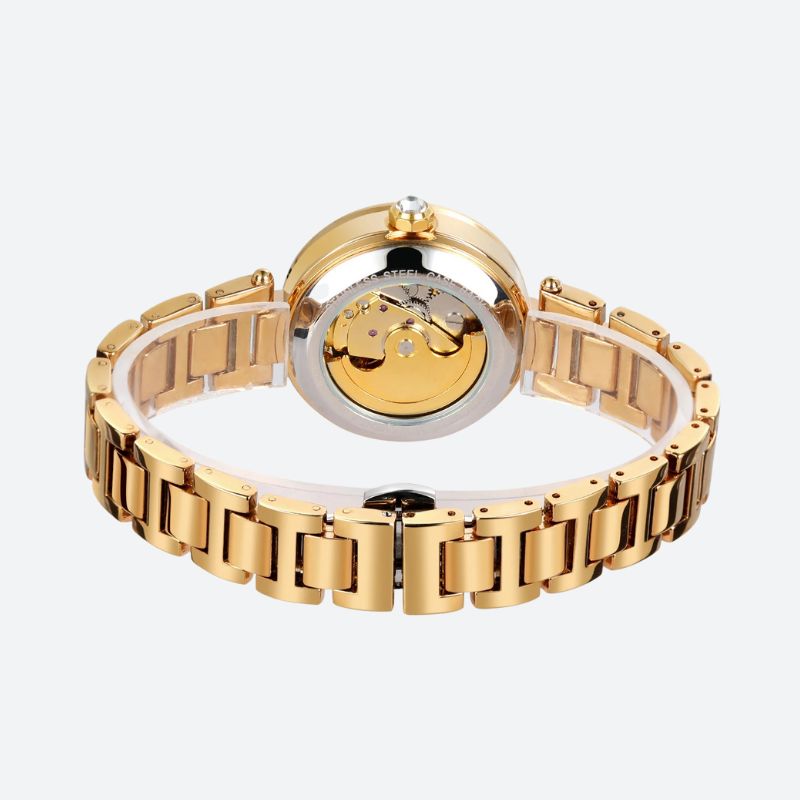 Montre Squelette Femme Métal et Strass Fleur - vue 5 - Montrelio