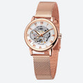 Montre Squelette Femme Ronde Métal Brossé - vue 1 - Montrelio