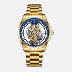 Montre Squelette Homme Acier Doré Quartz Lumineux - vue 2 - Montrelio
