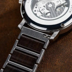 Montre Squelette Homme Acier et Bois Mécanique - vue 4 - Montrelio