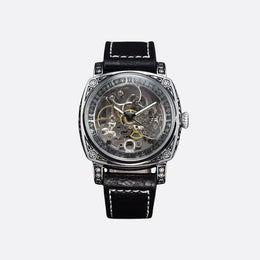 Montre Squelette Homme Automatique Design Gravé