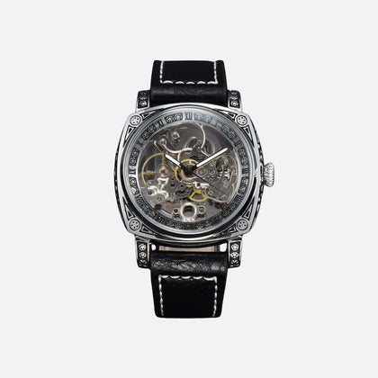 Montre Squelette Homme Automatique Design Gravé