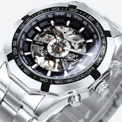 Montre Squelette Homme Automatique Look Sportif Tachymètre
