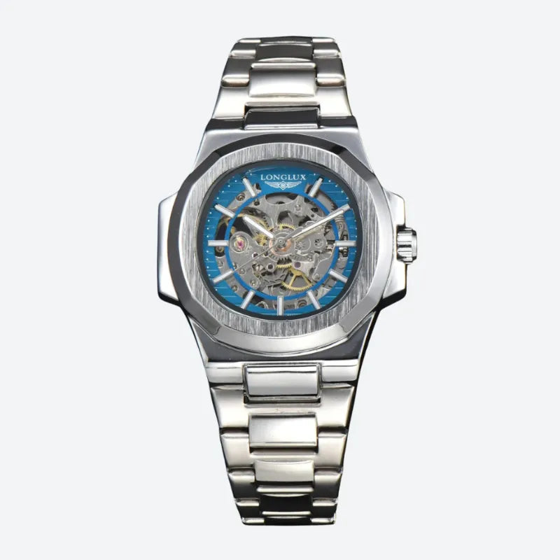 Montre squelette homme automatique mécanisme apparent, vue de face