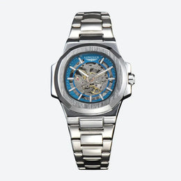 Montre Squelette Homme Automatique Mécanisme Apparent Acier