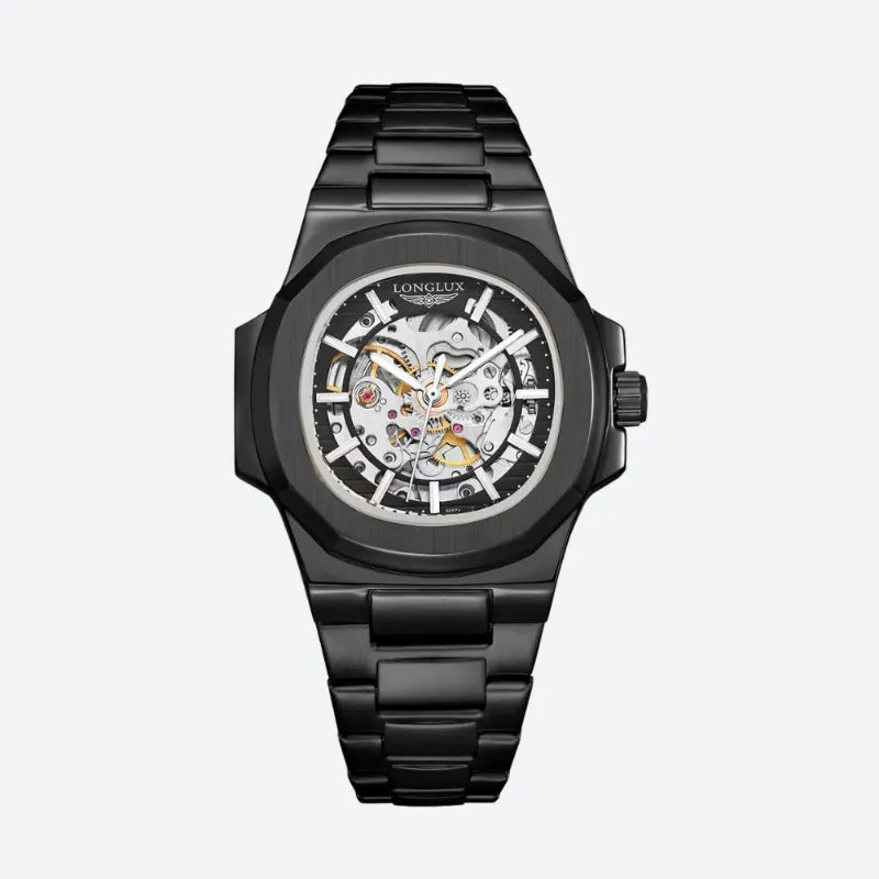 Cadran ajouré dévoilant le mécanisme de la montre squelette homme