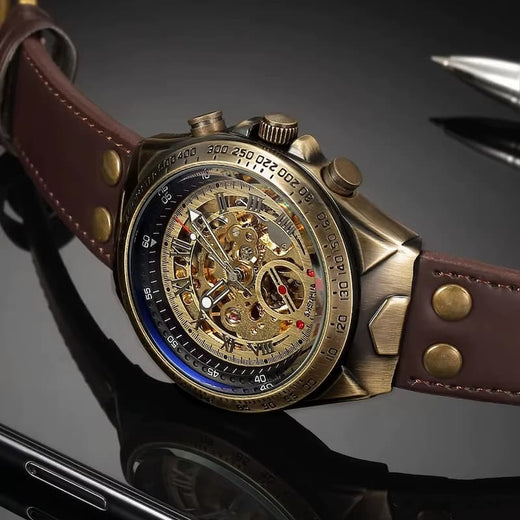 Montre Squelette Homme Bronze Automatique Vintage