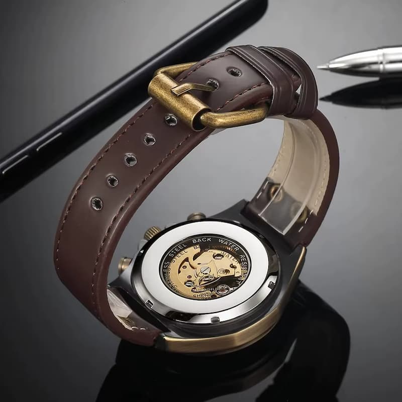 Montre Squelette Homme Bronze Automatique Vintage - vue 4 - Montrelio