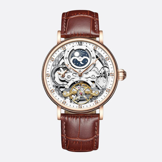 Montre Squelette Homme Tourbillon et Phase de Lune