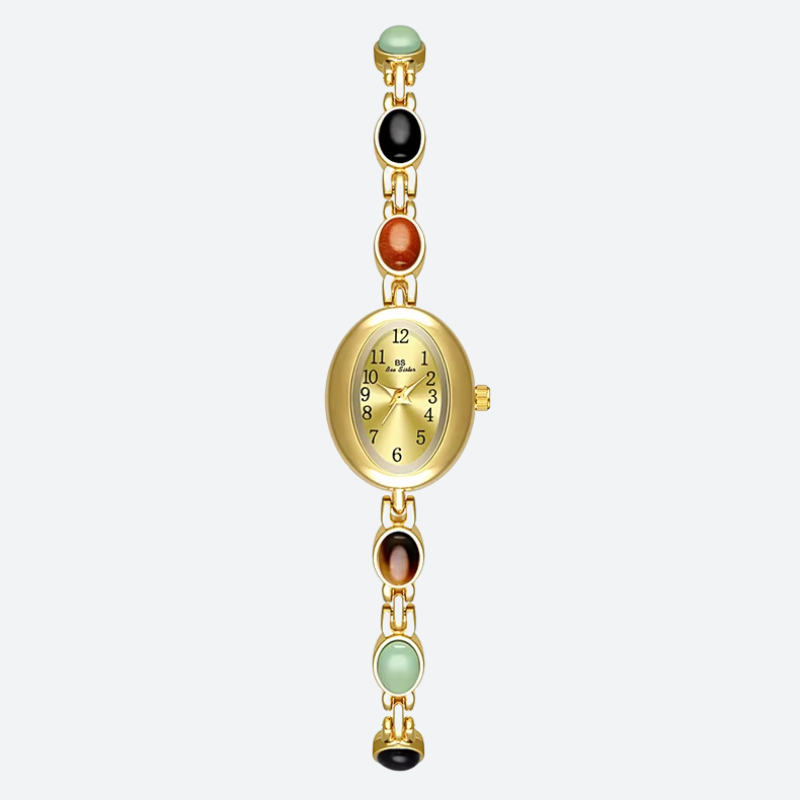 Montre Vintage Femme Bracelet Maille et Cabochons - vue 4 - Montrelio