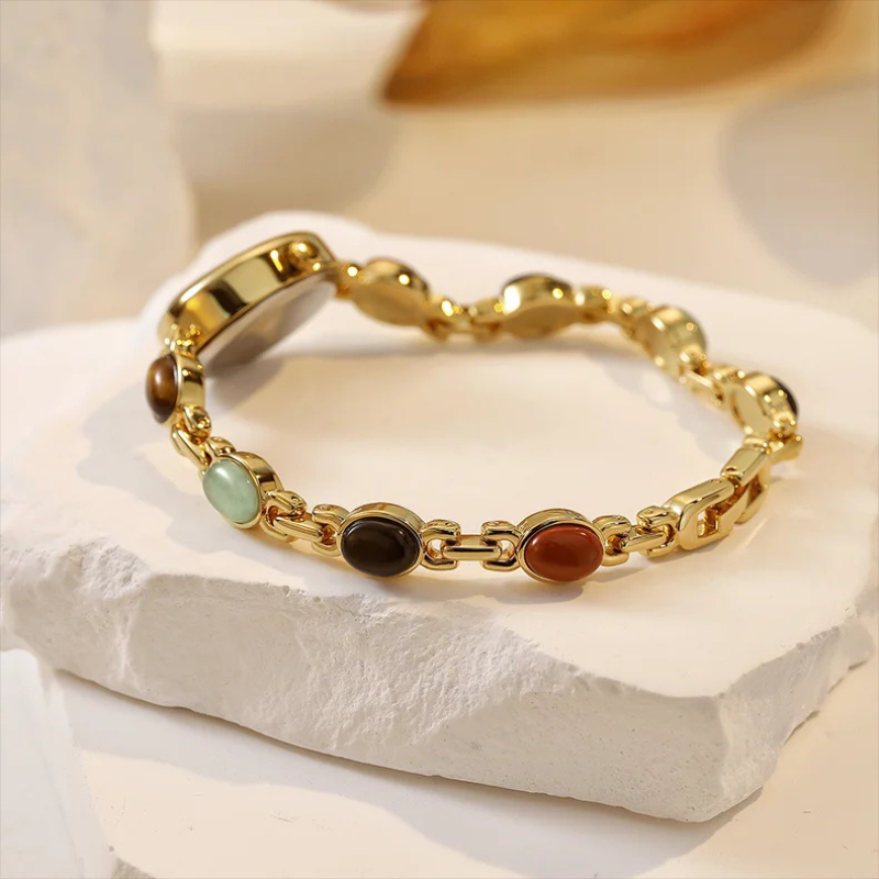 Montre Vintage Femme Bracelet Maille et Cabochons - vue 5 - Montrelio