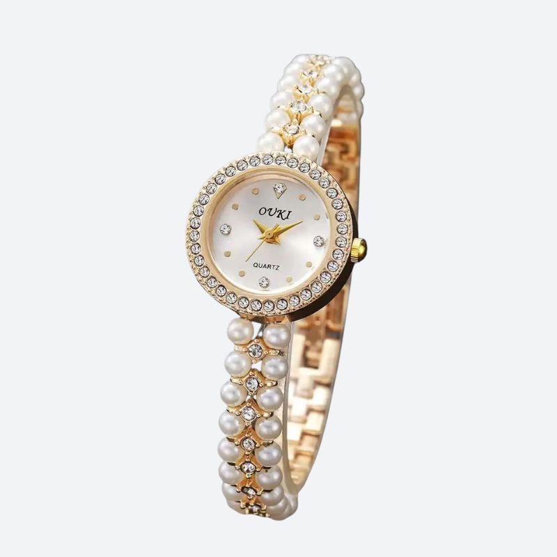 Montre Vintage Femme Bracelet Perles et Strass - vue 3 - Montrelio