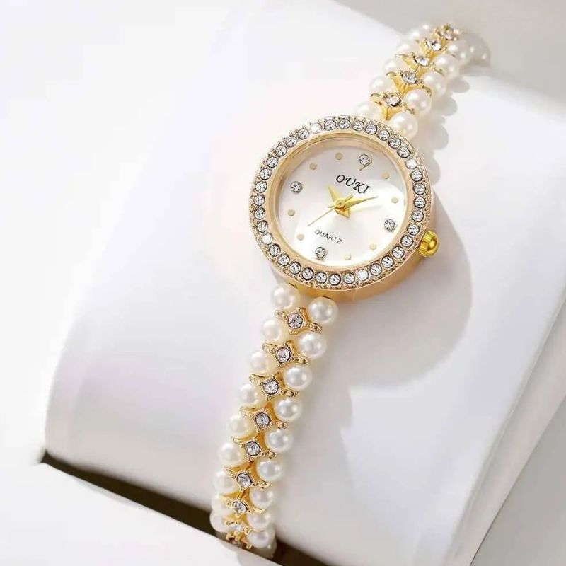 Montre Vintage Femme Bracelet Perles et Strass - vue 4 - Montrelio