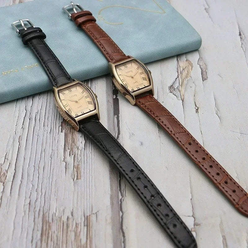 Montre Vintage Femme Tonneau Bracelet Cuir - vue 5 - Montrelio
