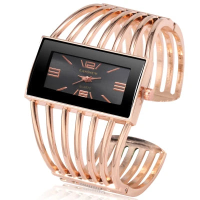 Montre Vintage Femme Jonc Ajouré Cadran Rectangulaire - vue 12 - Montrelio