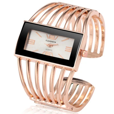 Montre Vintage Femme Jonc Ajouré Cadran Rectangulaire - vue 13 - Montrelio
