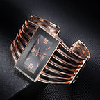 Montre Vintage Femme Jonc Ajouré Cadran Rectangulaire - vue 3 - Montrelio