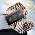 Montre Vintage Femme Jonc Ajouré Cadran Rectangulaire - vue 4 - Montrelio