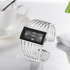 Montre Vintage Femme Jonc Ajouré Cadran Rectangulaire - vue 5 - Montrelio
