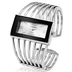 Montre Vintage Femme Jonc Ajouré Cadran Rectangulaire - vue 7 - Montrelio