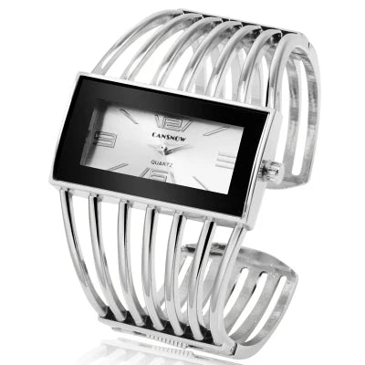 Montre Vintage Femme Jonc Ajouré Cadran Rectangulaire - vue 7 - Montrelio