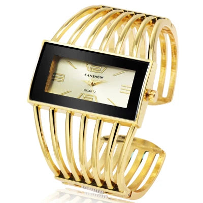 Montre Vintage Femme Jonc Ajouré Cadran Rectangulaire - vue 8 - Montrelio