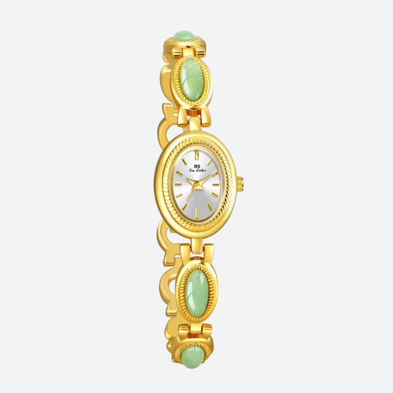Montre Vintage Femme Ovale Dorée Strass - vue 1 - Montrelio