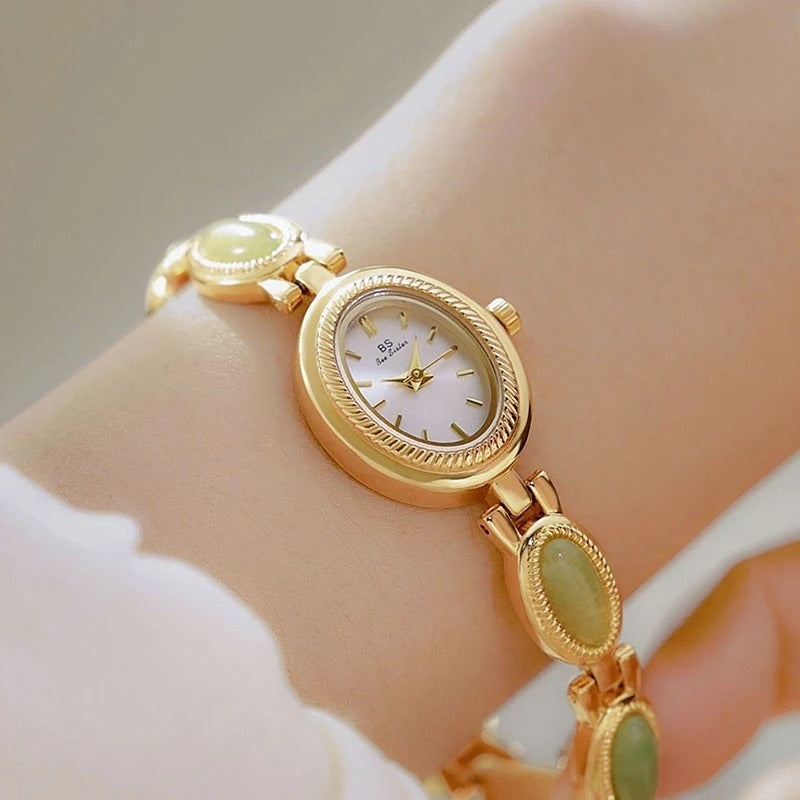 Montre Vintage Femme Ovale Dorée Strass - vue 10 - Montrelio