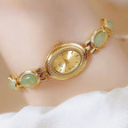 Montre Vintage Femme Ovale Dorée Strass - vue 12 - Montrelio