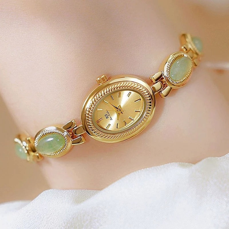 Montre Vintage Femme Ovale Dorée Strass - vue 12 - Montrelio