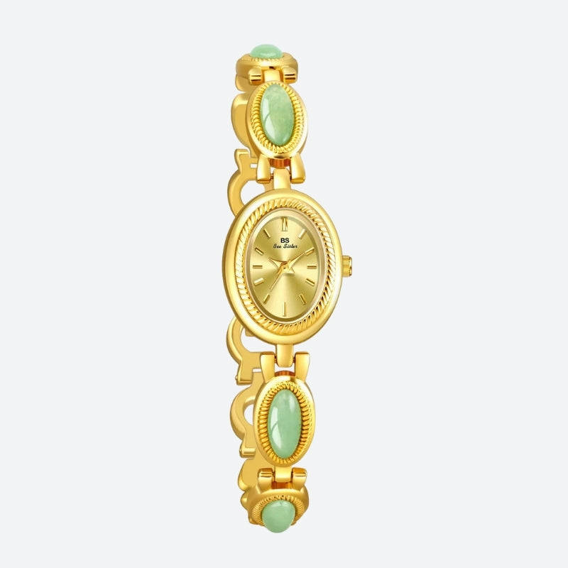 Montre Vintage Femme Ovale Dorée Strass - vue 2 - Montrelio