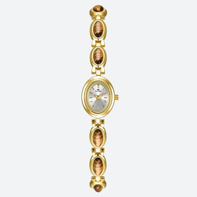 Montre Vintage Femme Ovale Dorée Strass - vue 3 - Montrelio